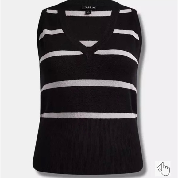 Torrid Black Striped Sweater Vest - Picture 3 of 5